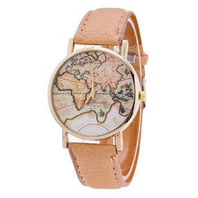 Load image into Gallery viewer, World Map Leather Strap Analog Watch
