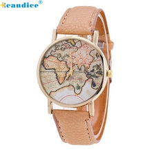 Load image into Gallery viewer, World Map Leather Strap Analog Watch