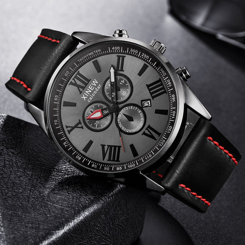 XINEW Men Watch Leather Band
